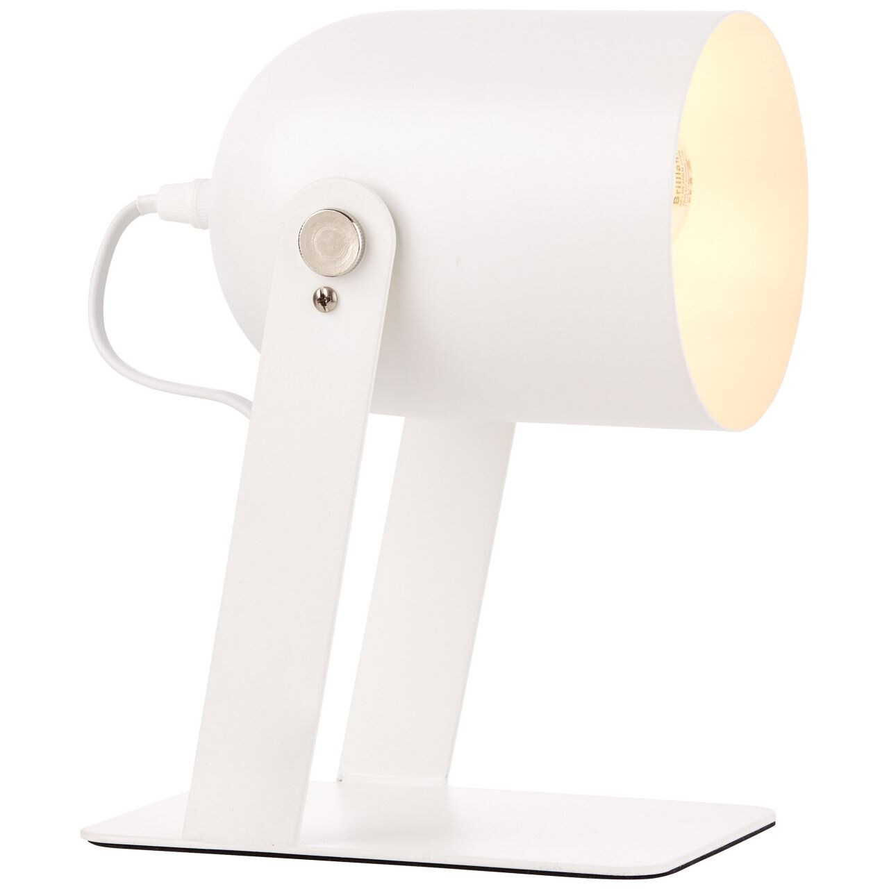 BRILLIANT Lampe Yan Tischleuchte 29cm weiß   1x A60, E27, 30W, geeignet für Normallampen (nicht enthalten)   Mit Schnurz