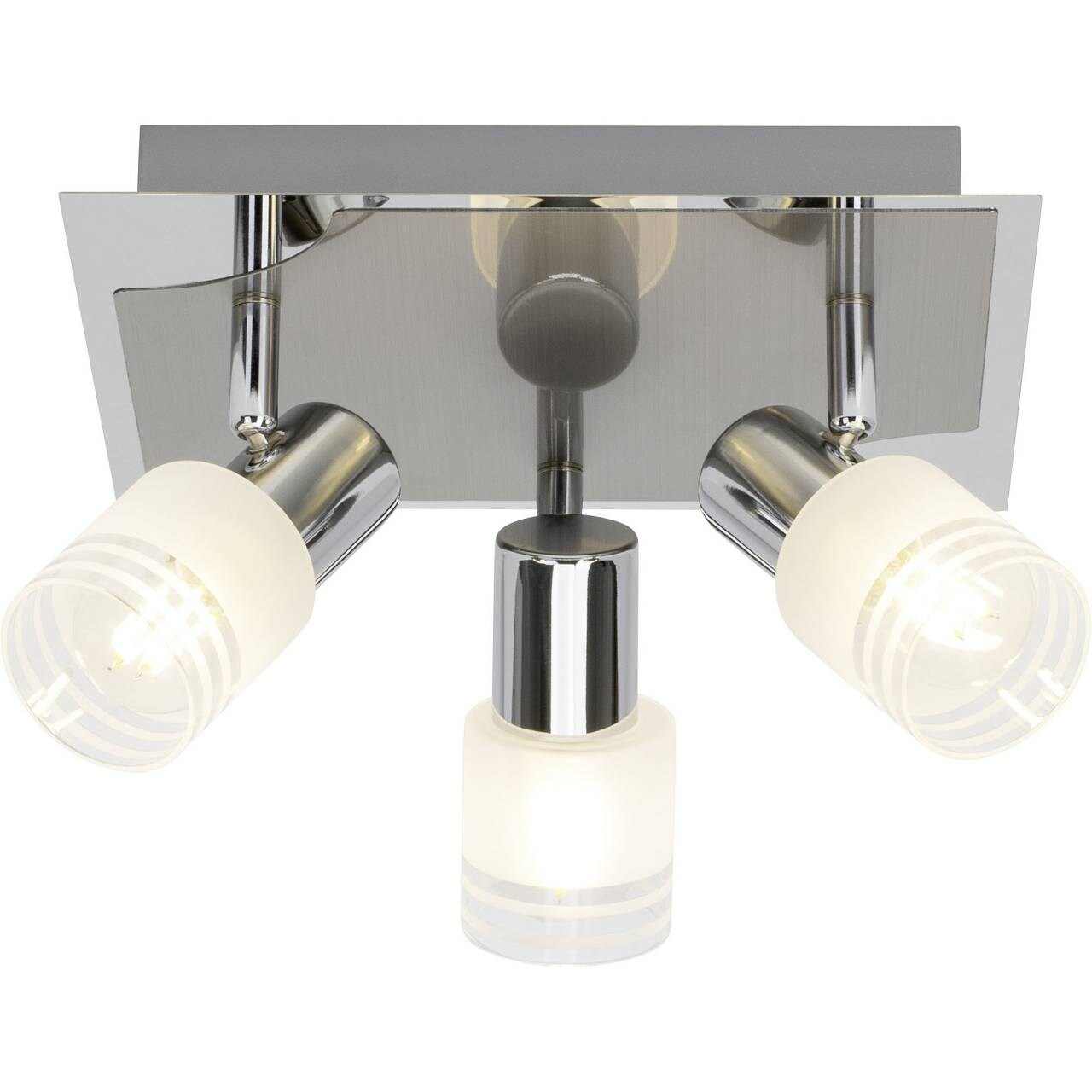 BRILLIANT Lampe Lea LED Spotrondell 3flg eisen/chrom/weiß 3x LED-D45, E14, 4W LED-Tropfenlampe inklusive, (450lm, 2700K) Energiesparend und …