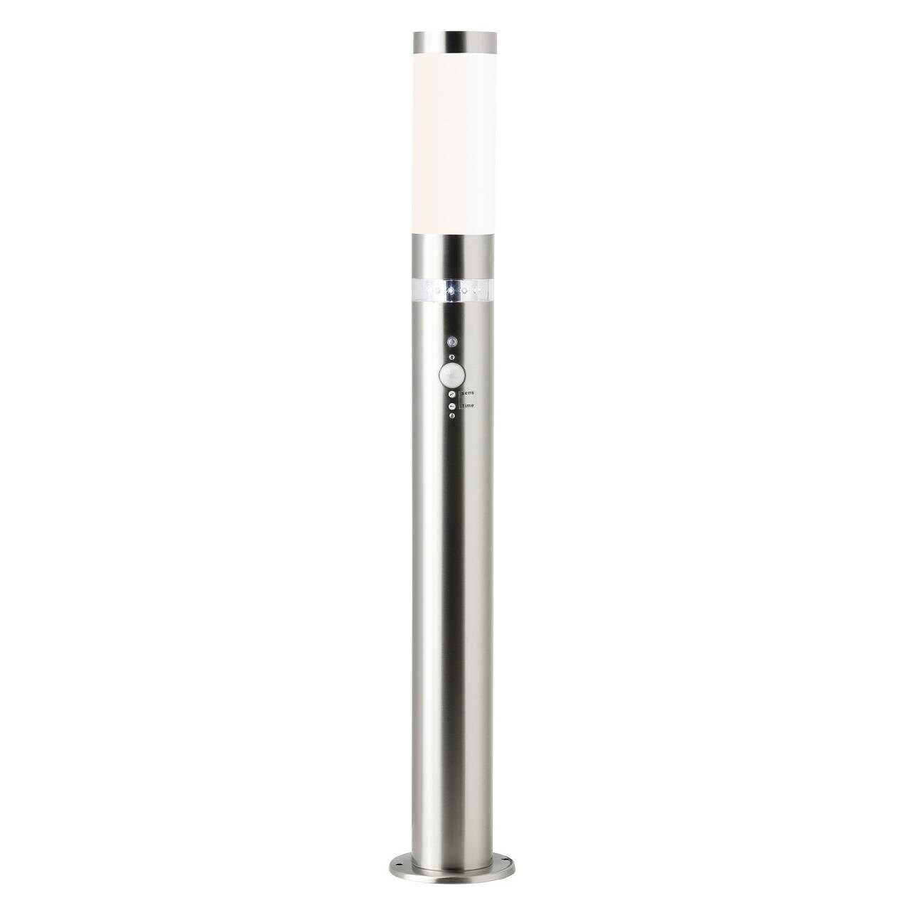 BRILLIANT Lampe Bole Außenstandleuchte Bewegungsmelder edelstahl   1x A60, E27, 60W, geeignet für Normallampen (nicht enthalten)   IP-Schutzart: 44 – spritzwassergeschützt | 04004353133756