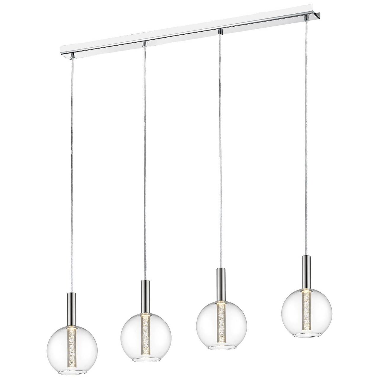 BRILLIANT Lampe Elegant LED Pendelleuchte 4flg chrom/transparent | 4x 7W LED integriert (COB), (500lm, 3000K) | In der H&ouml;he einstellbar / Kabel k&uuml;rzbar - Bild 1