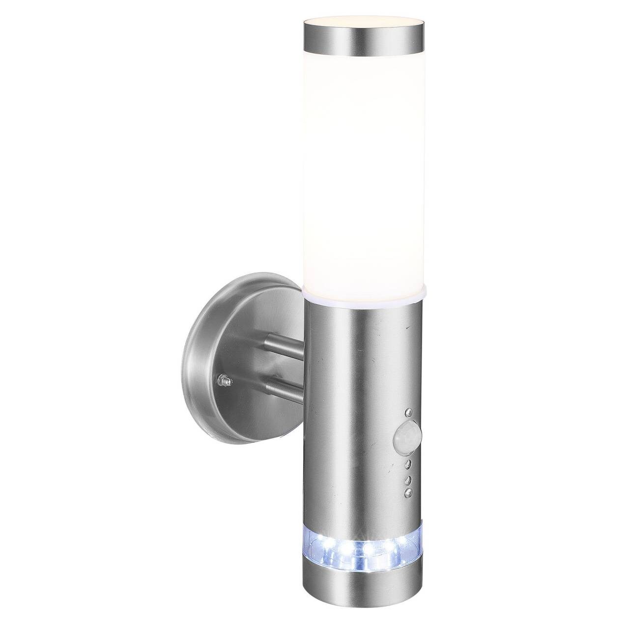 BRILLIANT Lampe Bole Au&szlig;enwandleuchte stehend Bewegungsmelder edelstahl | 1x A60, E27, 60W, geeignet f&uuml;r Normallampen (nicht enthalten) | IP-Schutzart: 44 - spritzwassergesch&uuml;tzt - Bild 1