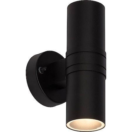 BRILLIANT Lampe Hanni LED Außenwandleuchte 2flg schwarz | 2x LED-PAR51, GU10, 3W LED-Reflektorlampen inklusive, (250lm, 3000K) | IP-Schutzart: 44 - spritzwassergeschützt - Bild 1