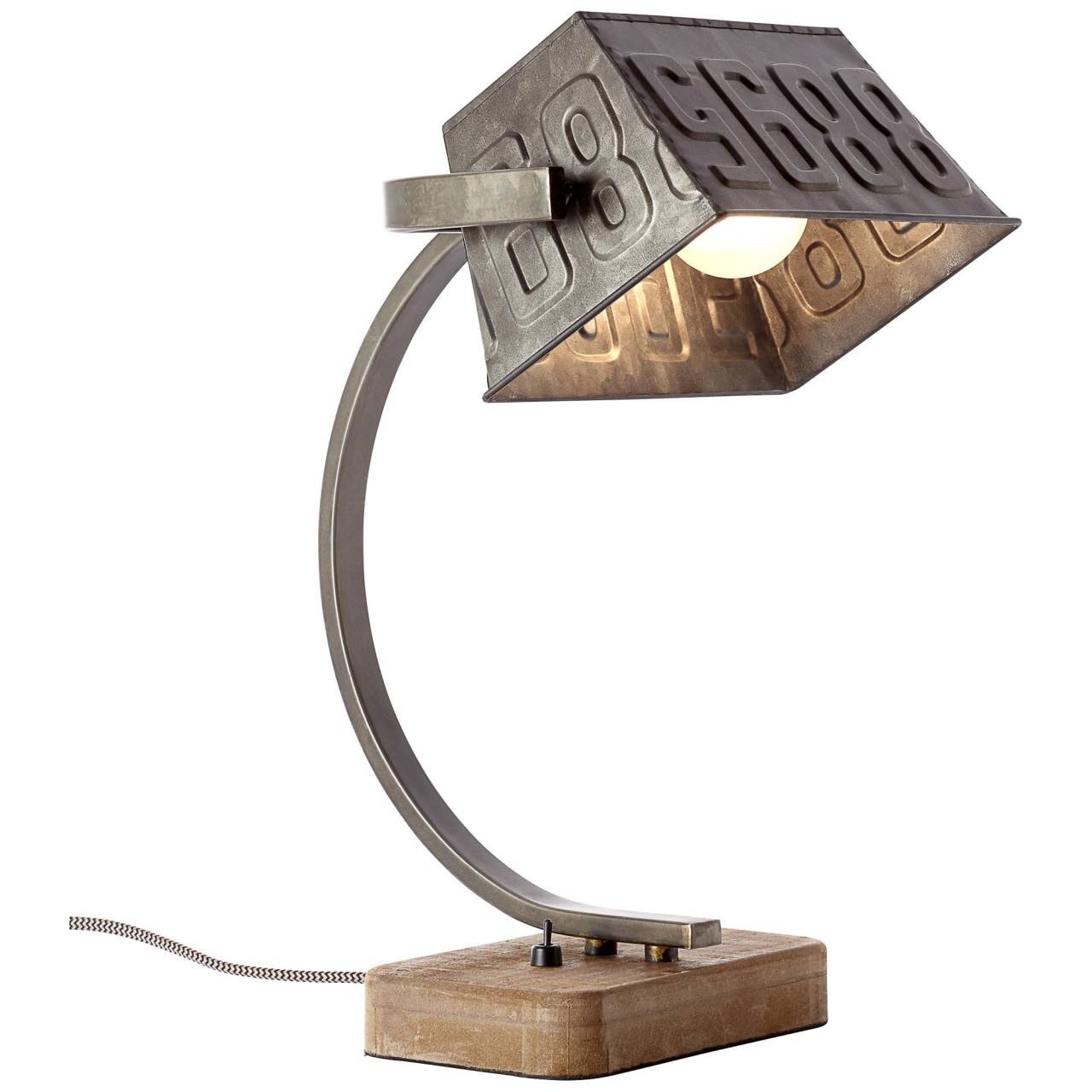 BRILLIANT Lampe Drake Tischleuchte schwarz stahl/braun | 1x A60, E27, 40W, geeignet f&uuml;r Normallampen (nicht enthalten) | Mit Kippschalter - Bild 1