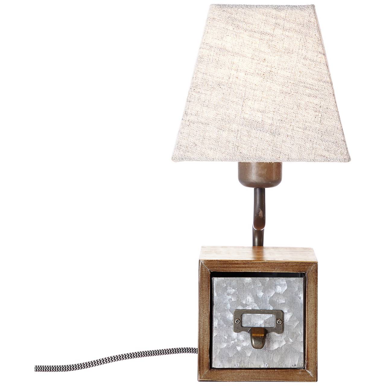 BRILLIANT Lampe Casket Tischleuchte zink antik/beige | 1x A60, E27, 25W, geeignet f&uuml;r Normallampen (nicht enthalten) | Mit Schnurzwischenschalter - Bild 1