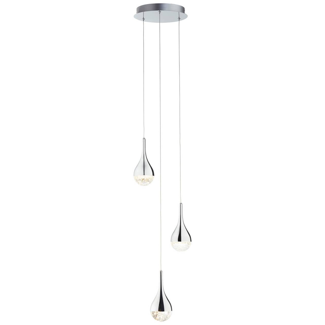 BRILLIANT Lampe Frizzante LED Pendelleuchte 3flg chrom easyDim   3x 5W LED integriert (SMD), (400lm, 3000K)   EasyDim: dimmbar mit herkömmlichen Lichtschaltern | 04004353312267