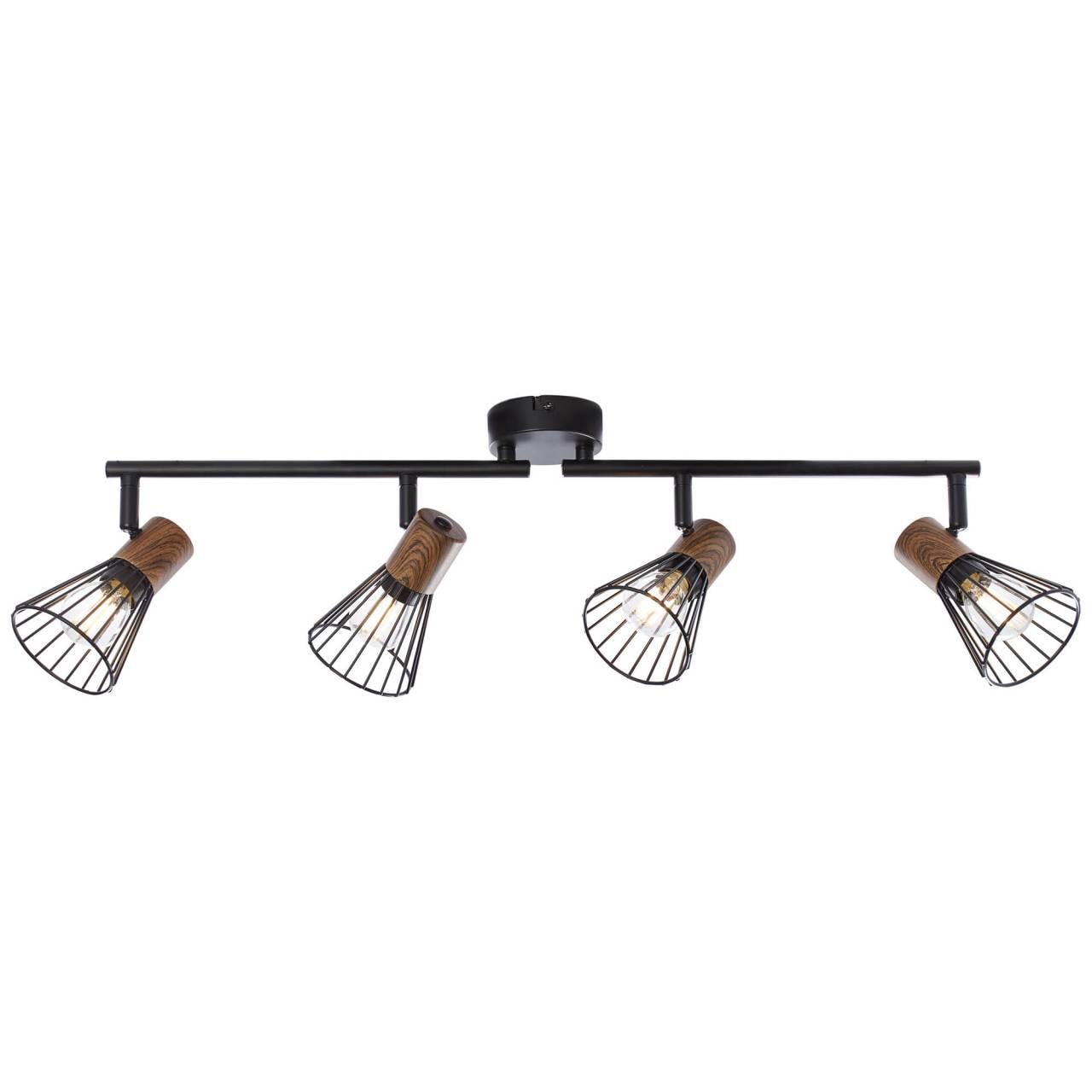 BRILLIANT Lampe Manama Spotrohr 4flg holz dunkel/schwarz matt 4x D45, E14, 18W, geeignet für Tropfenlampen (nicht enthalten) Köpfe …