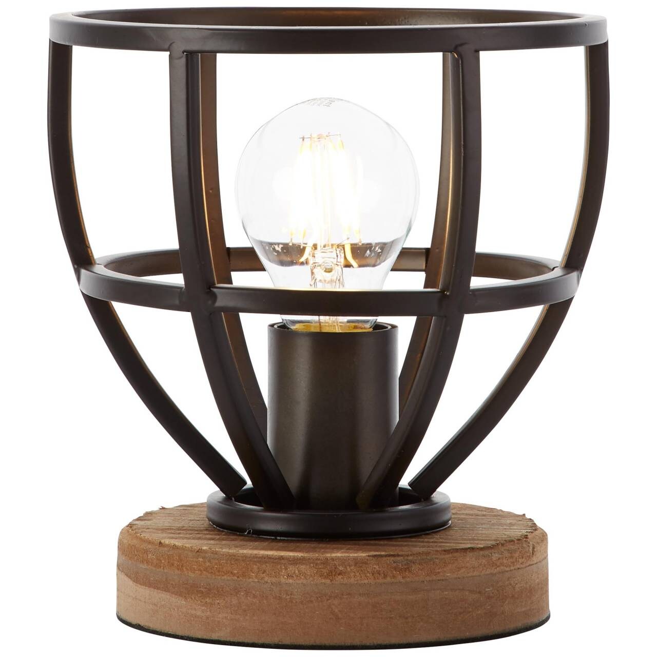 BRILLIANT Lampe Matrix Wood Tischleuchte 18cm schwarz antik   1x A60, E27, 40W, geeignet für Normallampen (nicht enthalten)   Mit Schnurzwischenschalter | 04004353322754