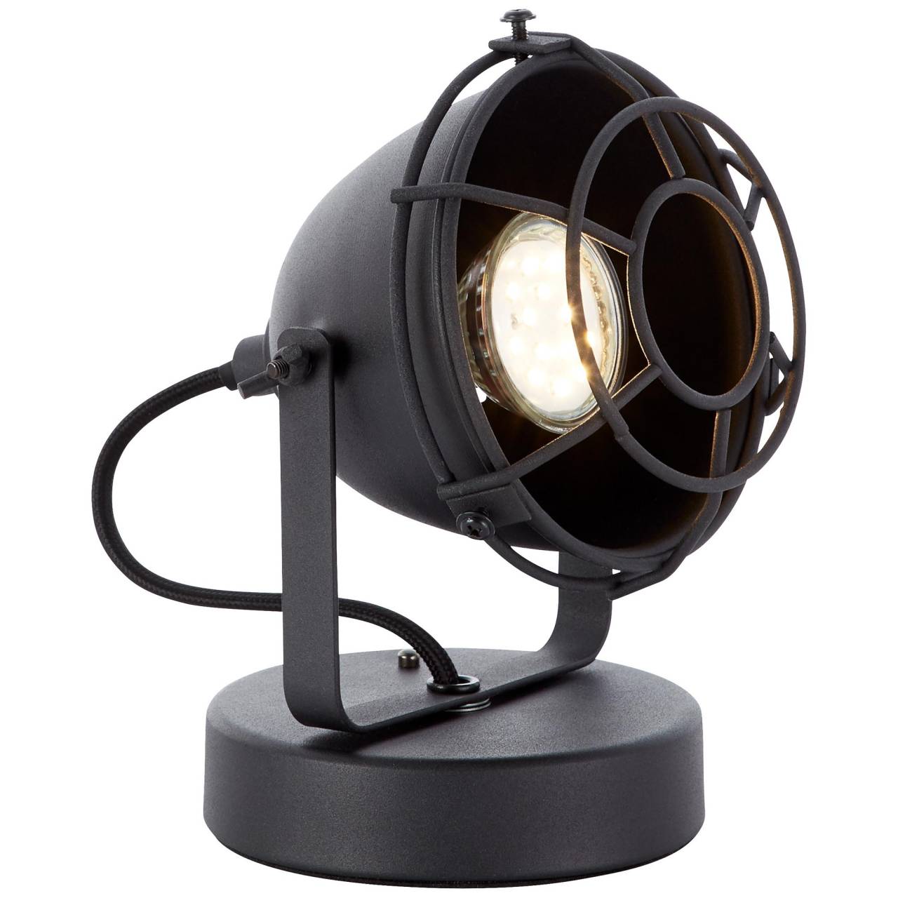 BRILLIANT Lampe Carmen Tischleuchte schwarz korund | 1x PAR51, GU10, 28W, geeignet f&uuml;r Reflektorlampen (nicht enthalten) | Mit Schnurzwischenschalter - Bild 1