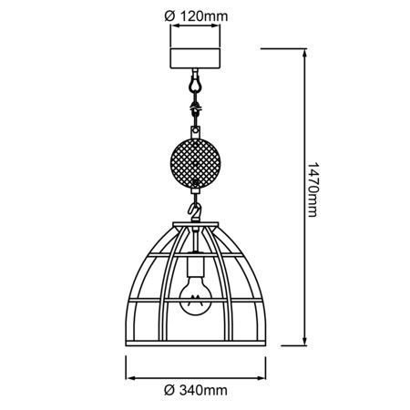 BRILLIANT Lampe für E27, Netto (nicht geeignet G95, kürzbar bei kaufen Matrix ist enthalten) schwarz 1x | | Normallampen Kette online 34cm Pendelleuchte antik 60W