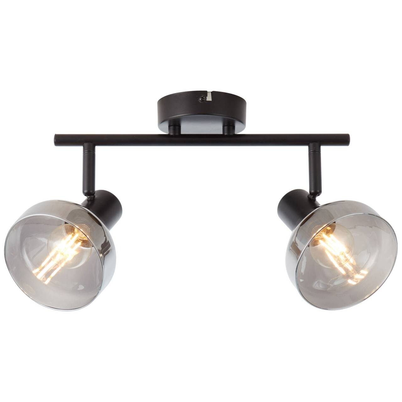 BRILLIANT Lampe Reflekt Spotrohr 2flg schwarzmatt/rauchglas 2x D45, E14, 18W, geeignet für Tropfenlampen (nicht enthalten) Köpfe schwenkbar