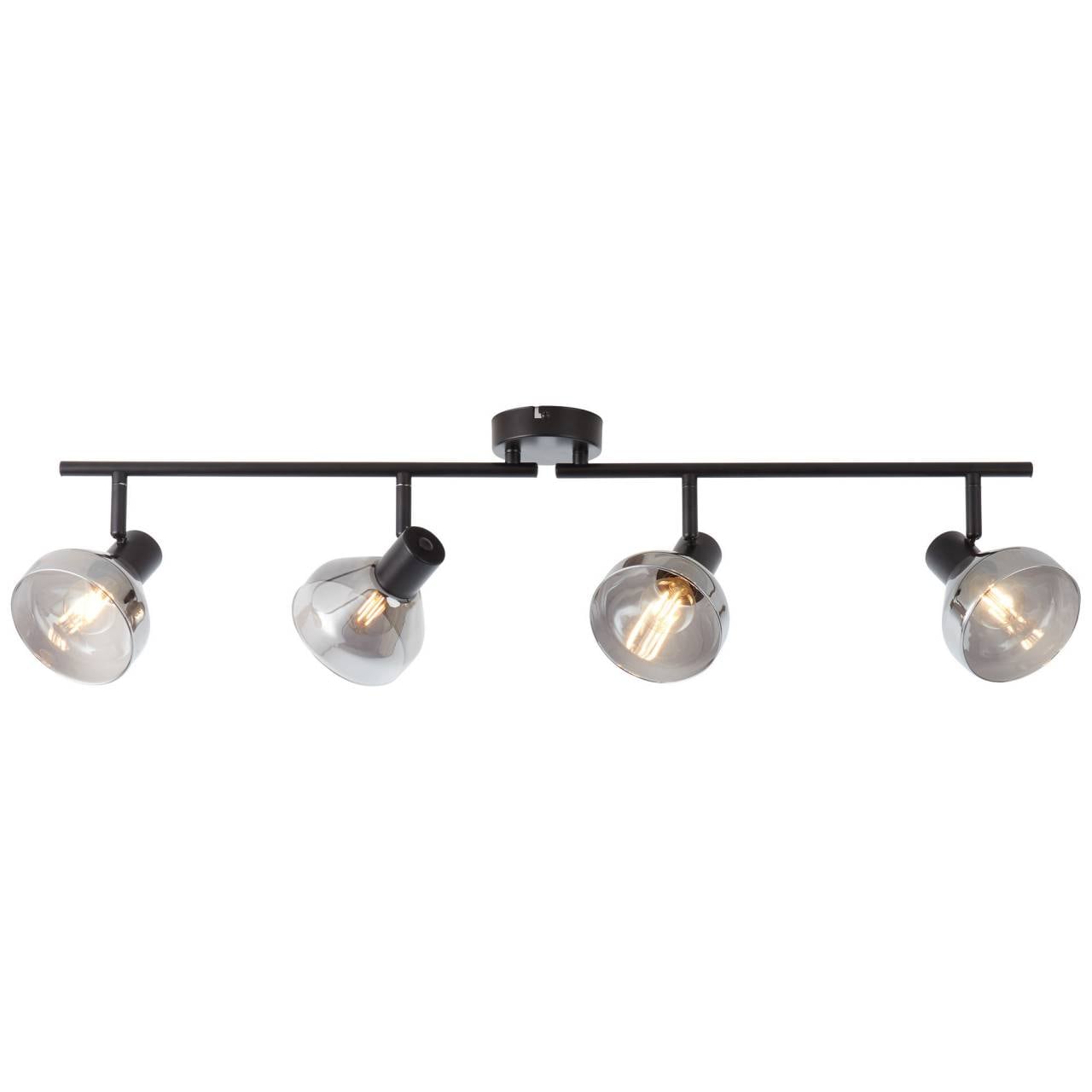 BRILLIANT Lampe Reflekt Spotrohr 4flg schwarzmatt/rauchglas   4x D45, E14, 18W, geeignet für Tropfenlampen (nicht enthal