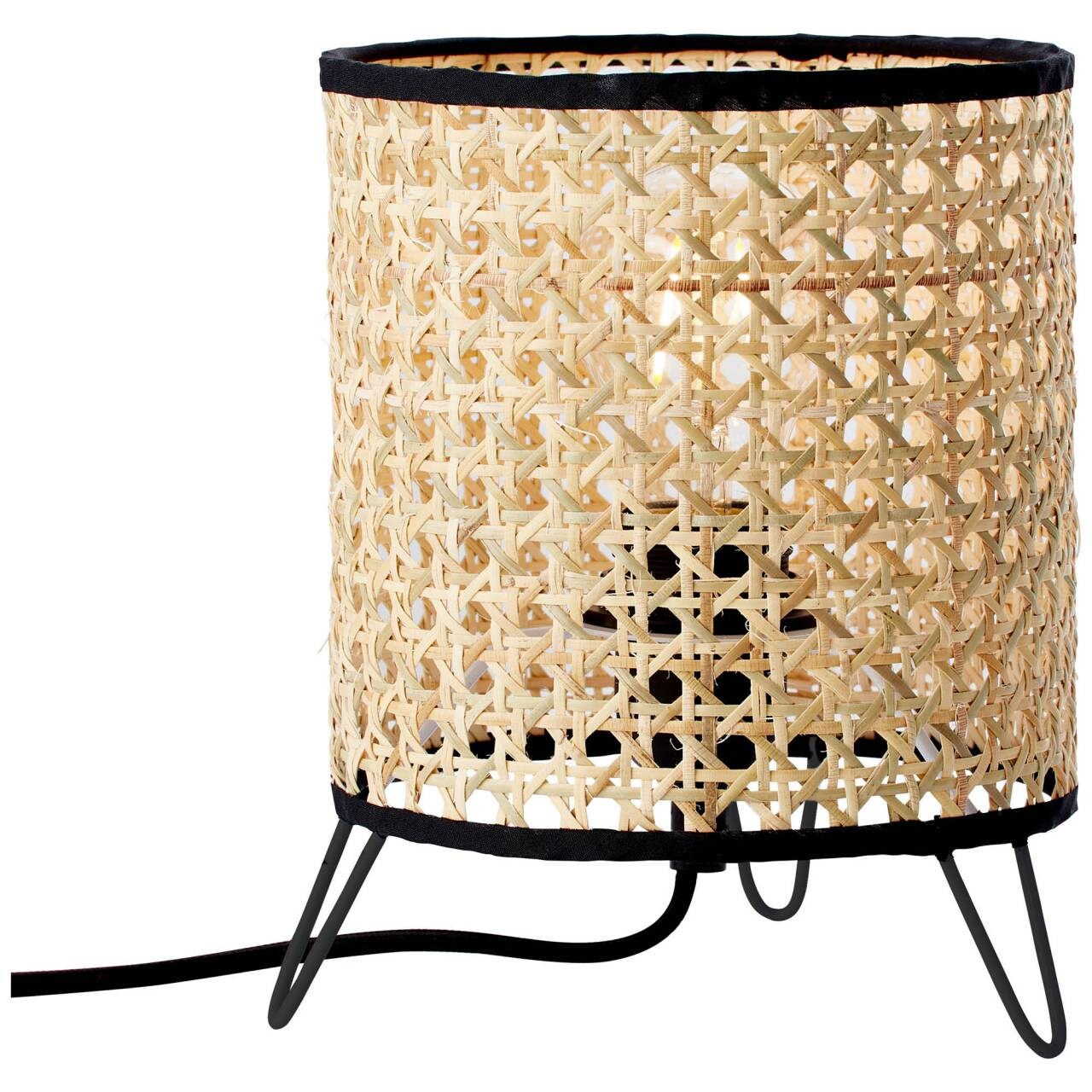 BRILLIANT Lampe Wiley Tischleuchte rattan   1x A60, E27, 60W, geeignet für Normallampen (nicht enthalten)   Mit Schnurzw