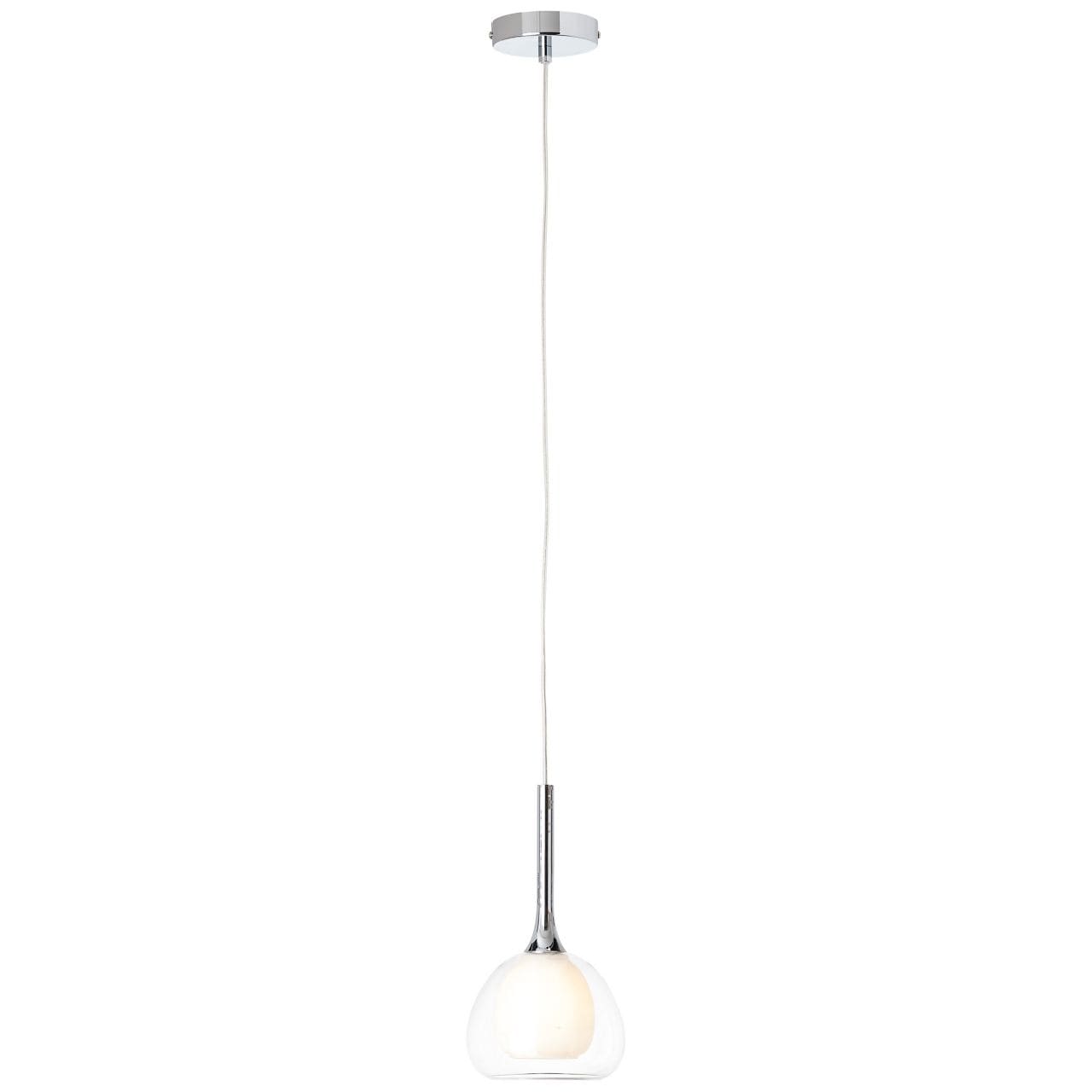 BRILLIANT Lampe Hadan Pendelleuchte 10cm chrom/wei&szlig;-transparent | 1x D45, E14, 40W, geeignet f&uuml;r Tropfenlampen (nicht enthalten) | In der H&ouml;he einstellbar / Kabel k&uuml;rzbar - Bild 1
