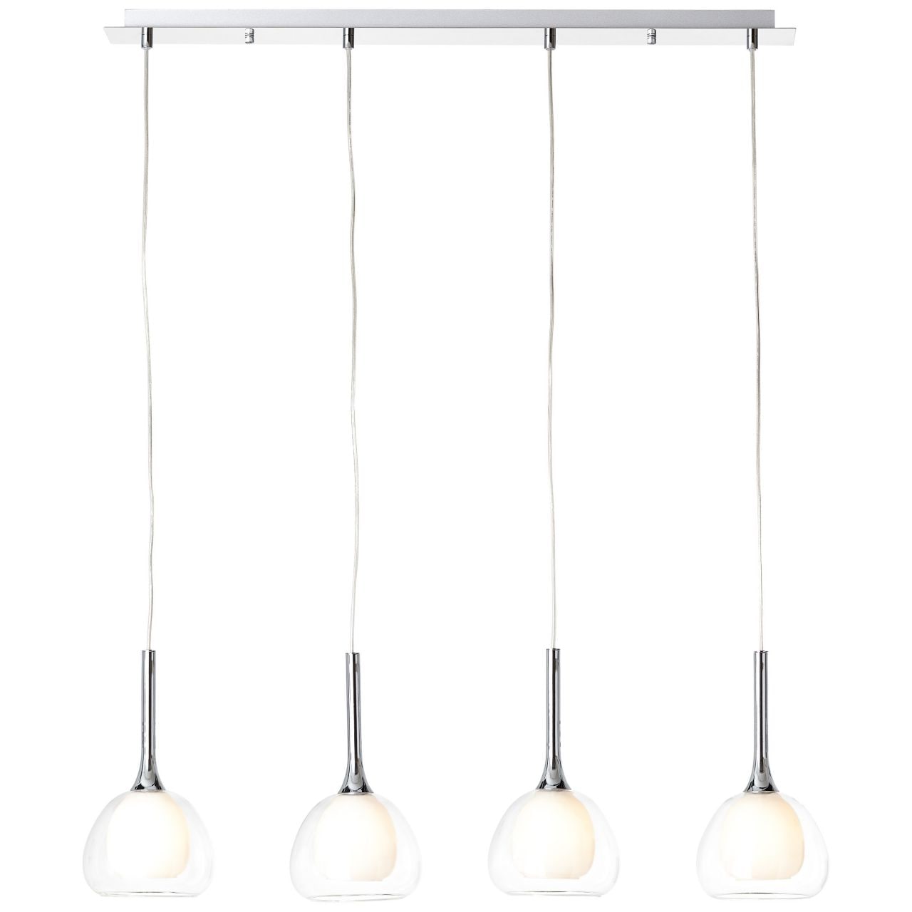 BRILLIANT Lampe Hadan Pendelleuchte 4flg chrom/wei&szlig;-transparent | 4x D45, E14, 40W, geeignet f&uuml;r Tropfenlampen (nicht enthalten) | In der H&ouml;he einstellbar / Kabel k&uuml;rzbar - Bild 1