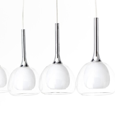 Höhe Netto online Lampe In E14, Tropfenlampen BRILLIANT bei / 4x (nicht geeignet enthalten) Hadan | chrom/weiß-transparent kürzbar der Kabel 40W, für kaufen | D45, einstellbar 4flg Pendelleuchte