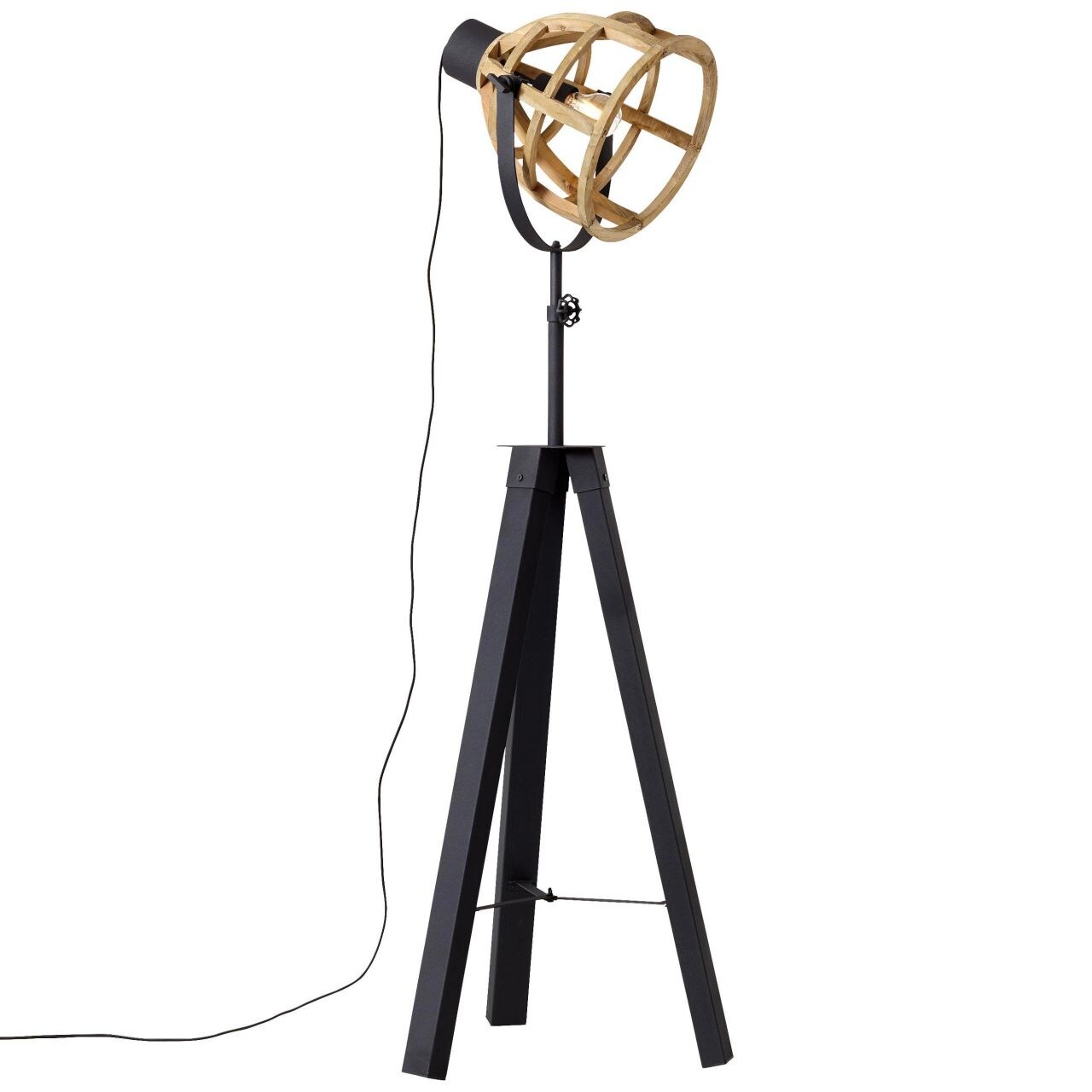BRILLIANT Lampe Matrix Nature Standleuchte dreibeinig antik holz/schwarz korund | 1x G95, E27, 60W, geeignet f&uuml;r Normallampen (nicht enthalten) | In der H&ouml;he einstellbar - Bild 1