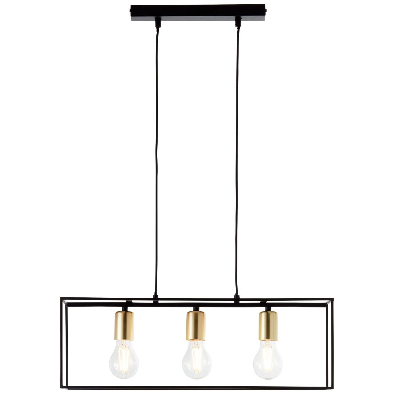 BRILLIANT Lampe Arica Pendelleuchte 3flg schwarz/messing   3x A60, E27, 60W, geeignet für Normallampen (nicht enthalten)   Kabel kürzbar | 04004353355875