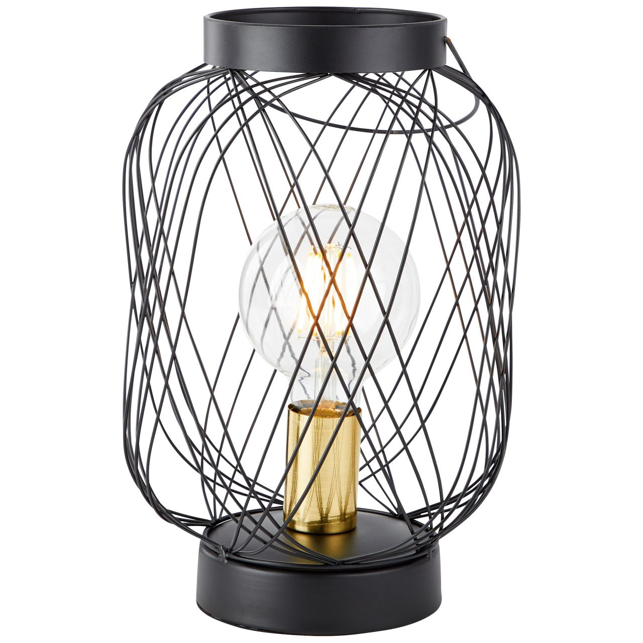 BRILLIANT Lampe Brogan Tischleuchte schwarz/messing geb&uuml;rstet | 1x A60, E27, 60W, geeignet f&uuml;r Normallampen (nicht enthalten) | F&uuml;r LED-Leuchtmittel geeignet - Bild 1