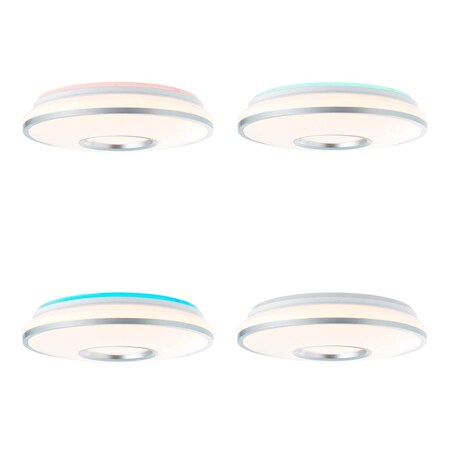 BRILLIANT Lampe Visitation LED Deckenleuchte 39cm weiß-silber | 1x 24W LED  integriert, (2460lm, 3000-6000K) | Stufenlos dimmbar / Steuerbar über  Fernbedienung online kaufen bei Netto
