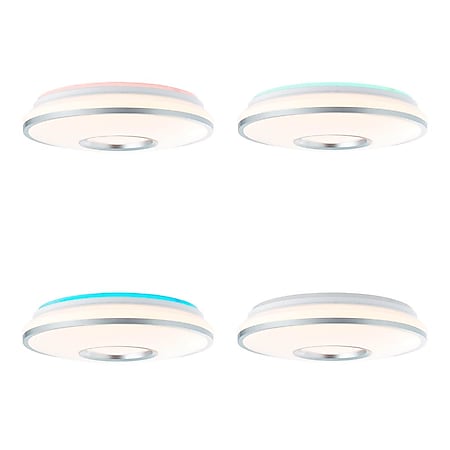 BRILLIANT Lampe Visitation LED Deckenleuchte 39cm weiß-silber | 1x 24W LED  integriert, (2460lm, 3000-6000K) | Stufenlos dimmbar / Steuerbar über  Fernbedienung online kaufen bei Netto