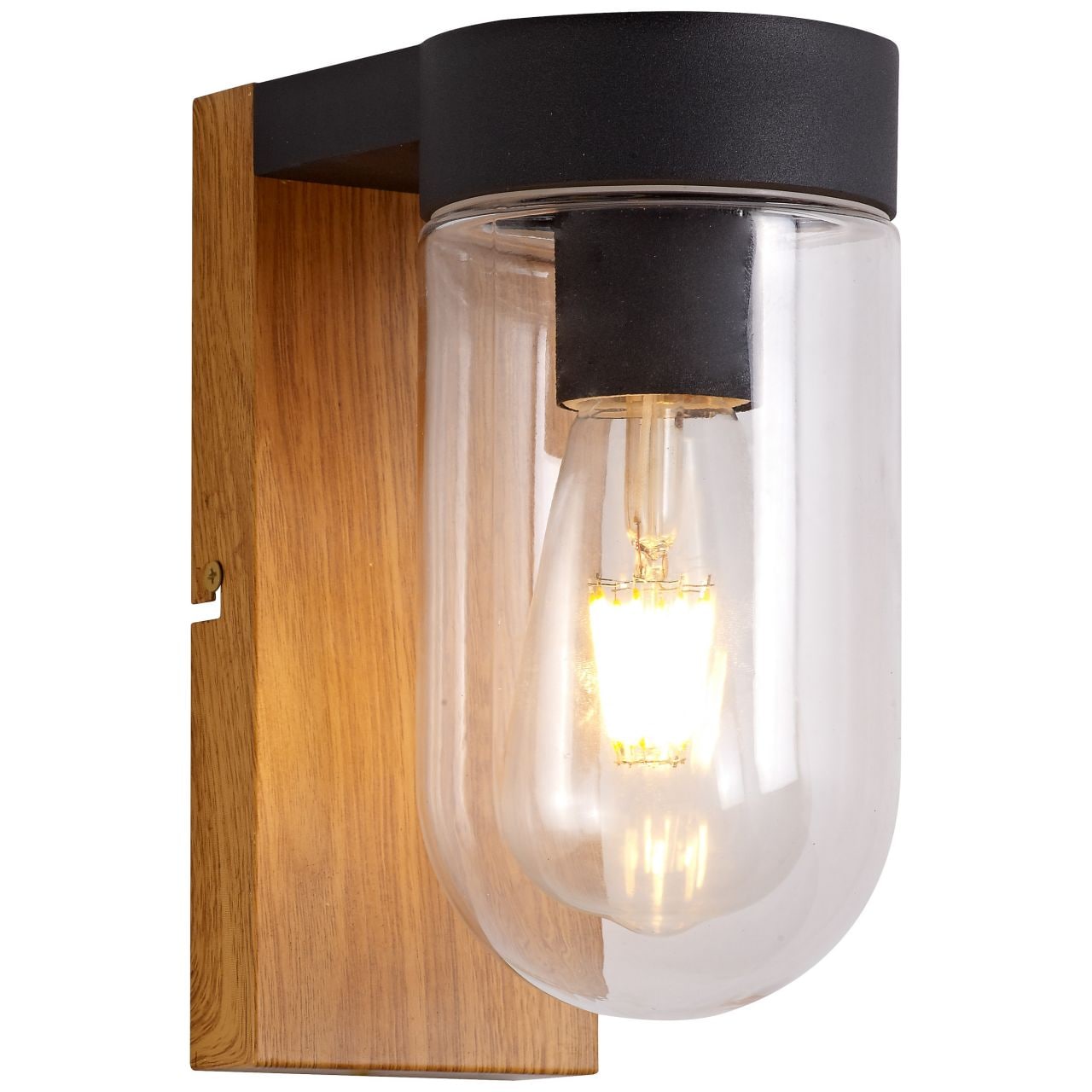 BRILLIANT Lampe Cabar Au&szlig;enwandleuchte holz dunkel/schwarz | 1x A60, E27, 40W, geeignet f&uuml;r Normallampen (nicht enthalten) | IP-Schutzart: 44 - spritzwassergesch&uuml;tzt - Bild 1