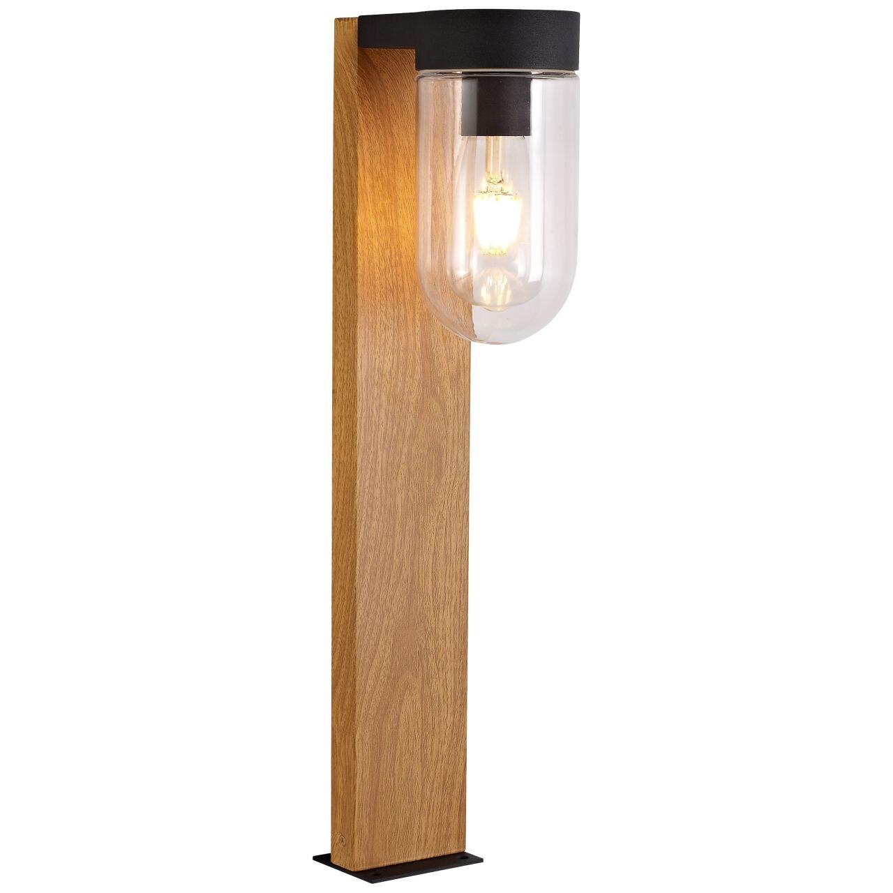 BRILLIANT Lampe Cabar Außensockelleuchte 55cm holz dunkel/schwarz   1x A60, E27, 40W, geeignet für Normallampen (nicht enthalten)   IP-Schutzart: 44 – spritzwassergeschützt | 04004353367267