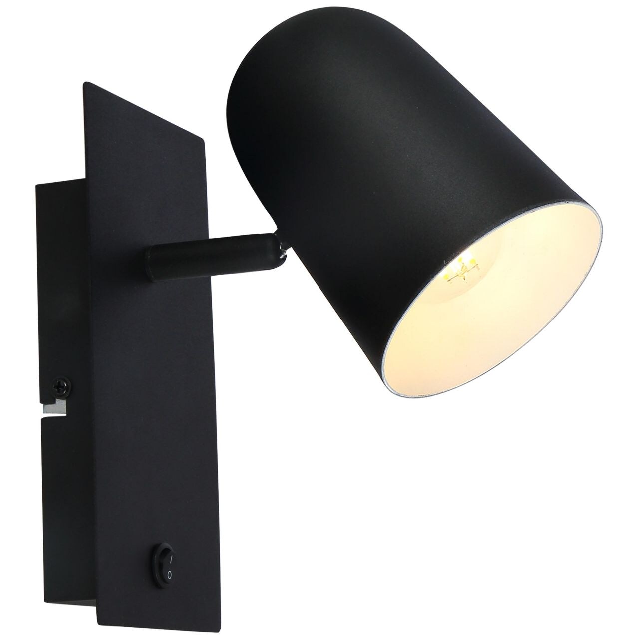 BRILLIANT Lampe Ayr Wandspot Schalter schwarz matt   1x D45, E14, 18W, geeignet für Tropfenlampen (nicht enthalten)   Mit Kippschalter | 04004353369551