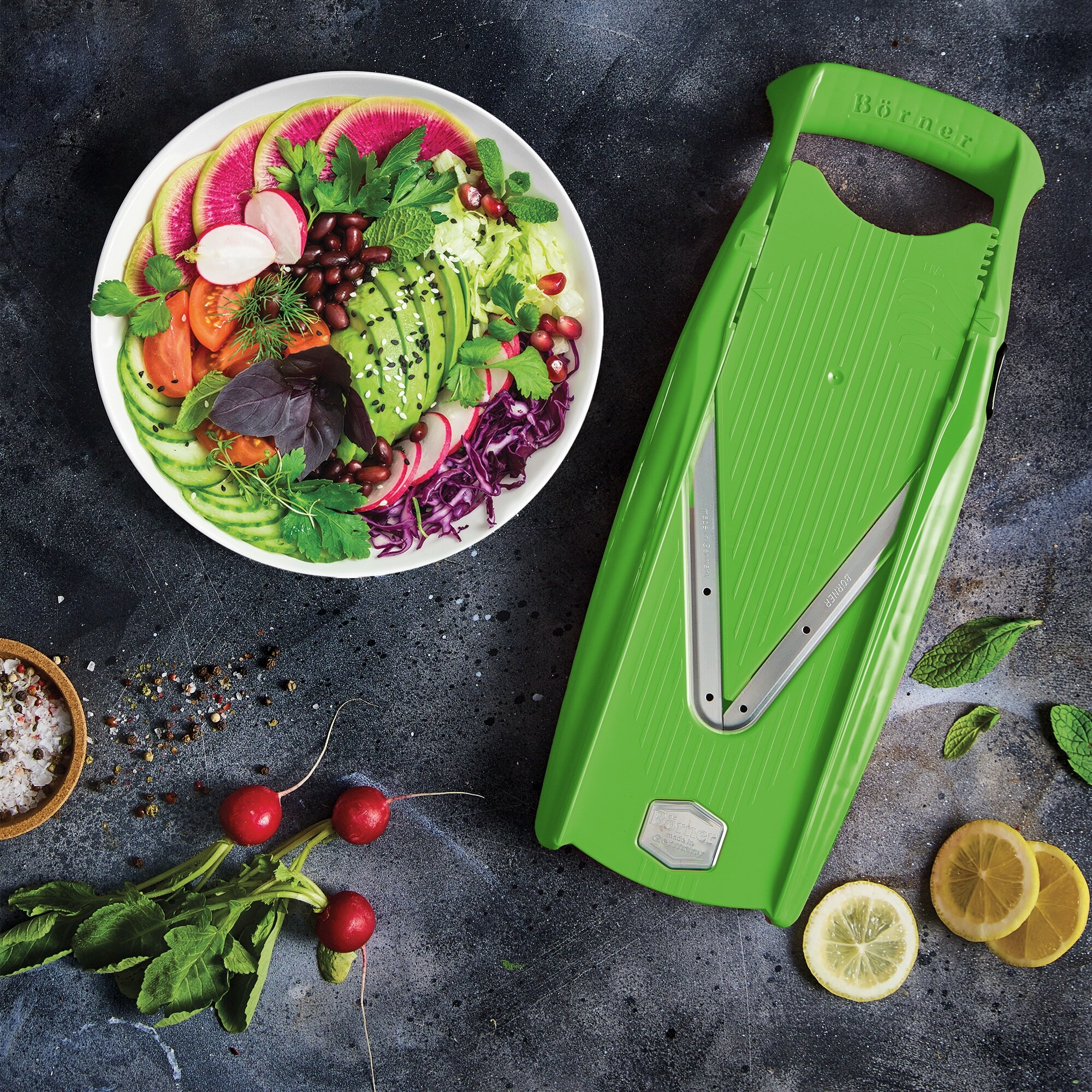 Börner Gemüsehobel V5 Powerline Profi Set Gurkenhobel Krauthobel Pommesschneider Gemüseschneider Obstreibe vegan online kaufen bei Netto