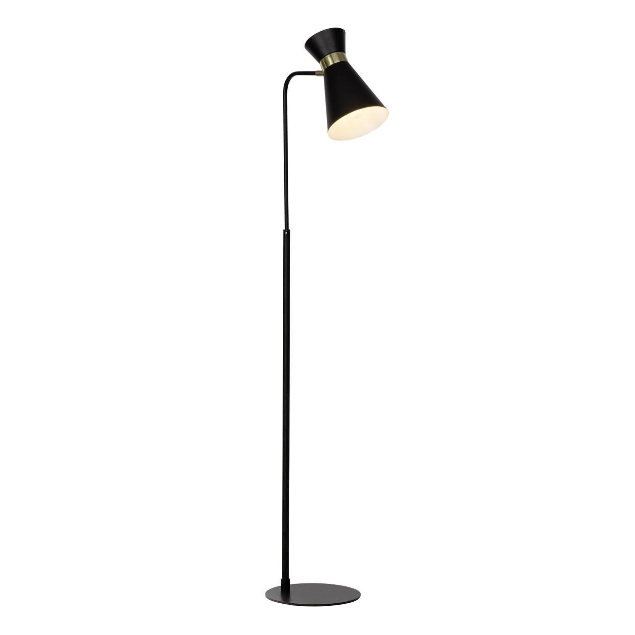 BRILLIANT Lampe Goldy Standleuchte 1flg schwarz-matt/gold | 1x A60, E27, 28W, g.f. Normallampen n. ent. | F&uuml;r LED-Leuchtmittel geeignet | Mit Fu&szlig;schalter - Bild 1