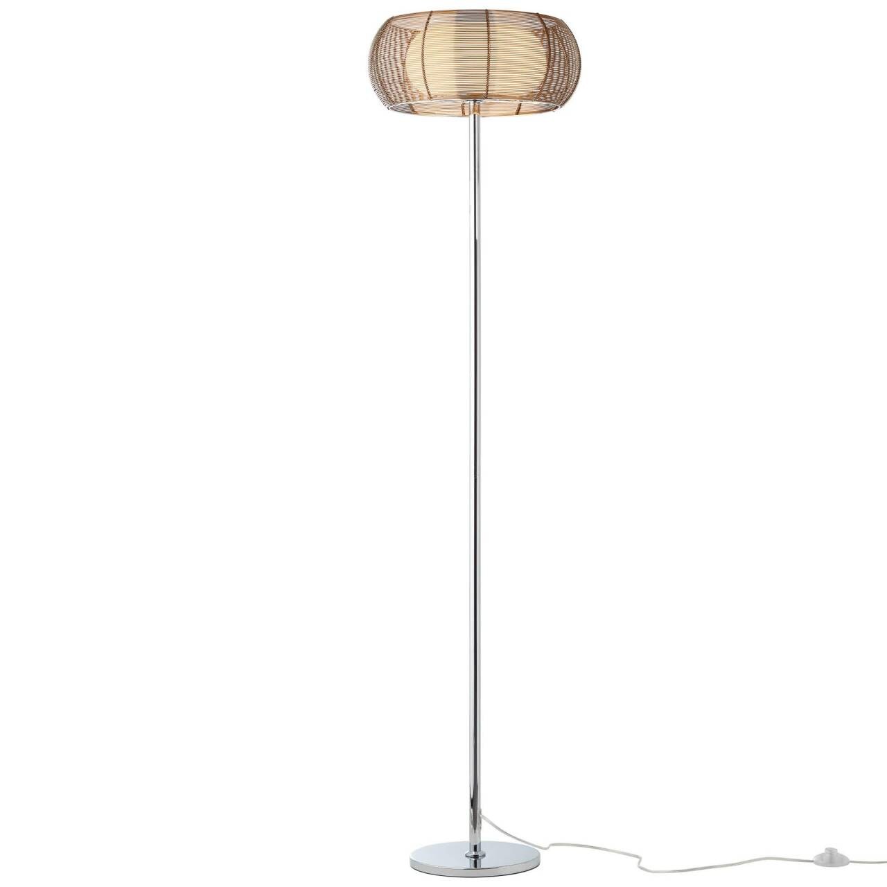 BRILLIANT Lampe Relax Standleuchte 2flg bronze/chrom   2x A60, E27, 30W, g.f. Normallampen n. ent.   Mit Fußschalter   Für LED-Leuchtmittel geeignet | 04004353312434