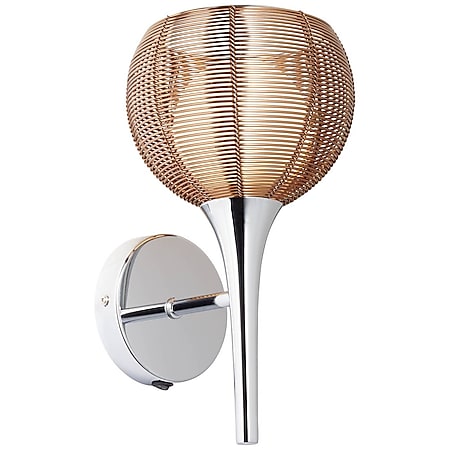 BRILLIANT Lampe Relax Wandleuchte Schalter bronze/chrom | 1x QT14, G9, 33W, geeignet für Stiftsockellampen nicht enthalten | Mit Kippschalter | Für LED-Leuchtmittel geeignet - Bild 1