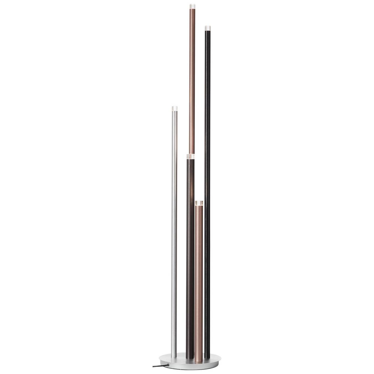 BRILLIANT Lampe Cembalo LED Standleuchte 5flg alu/schwarz/braun   5x 4W LED integriert, 362lm, 3000K   Mit Fußdimmer stufenlos dimmbar   Energiesparend und langlebig durch LED-Einsatz | 04004353342356