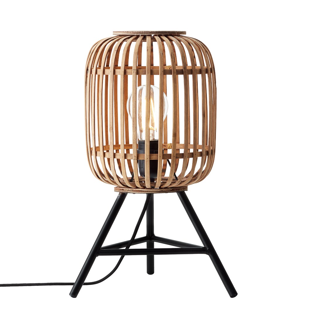 Brilliant Woodrow Tischleuchte &ndash; geeignet f&uuml;r LED-Leuchtmittel, mit praktischem Schnurzwischenschalter f&uuml;r einfaches Bedienen. Ideal f&uuml;r Wohn- und Schlafzimmer. Ma&szlig;e: 41 cm, in warmem Hellbraun - Bild 1