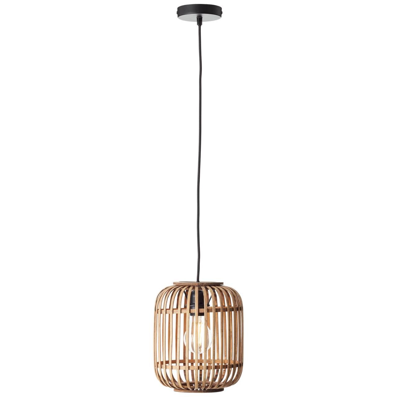 BRILLIANT Lampe Woodrow Pendelleuchte 1flg hellbraun   1x A60, E27, 60W, g.f. Normallampen n. ent.   Kabel kürzbar   Für LED-Leuchtmittel geeignet | 04004353347542