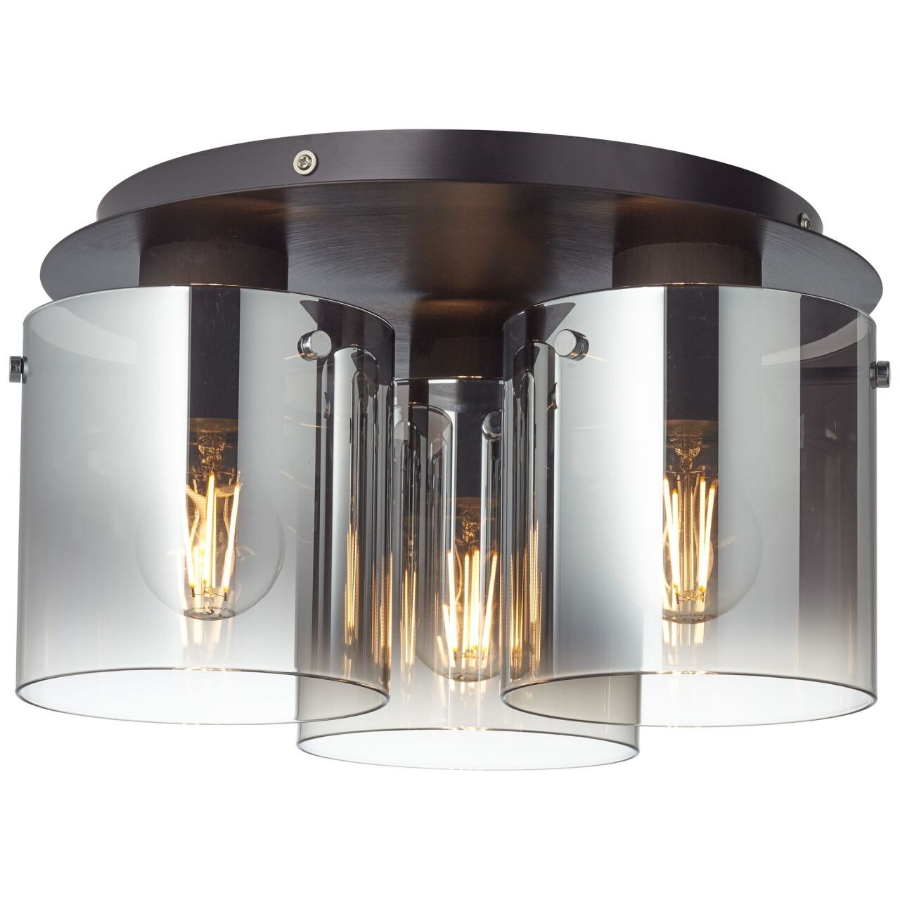 BRILLIANT Lampe Beth Deckenleuchte 35cm schwarz/rauchglas   3x A60, E27, 60W, g.f. Normallampen n. ent.   Für LED-Leuchtmittel geeignet   Dimmbar bei Verwendung geeigneter Leuchtmittel | 04004353358500