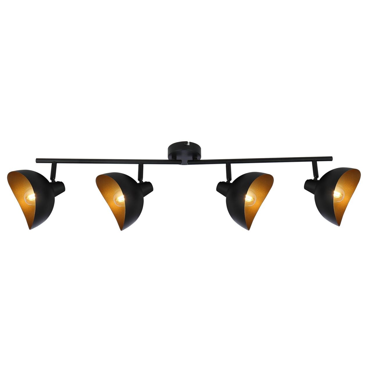 BRILLIANT Lampe Layton Spotrohr 4flg schwarz matt/gold | 4x D45, E14, 25W, geeignet f&uuml;r Tropfenlampen nicht enthalten | Arme drehbar | K&ouml;pfe schwenkbar - Bild 1