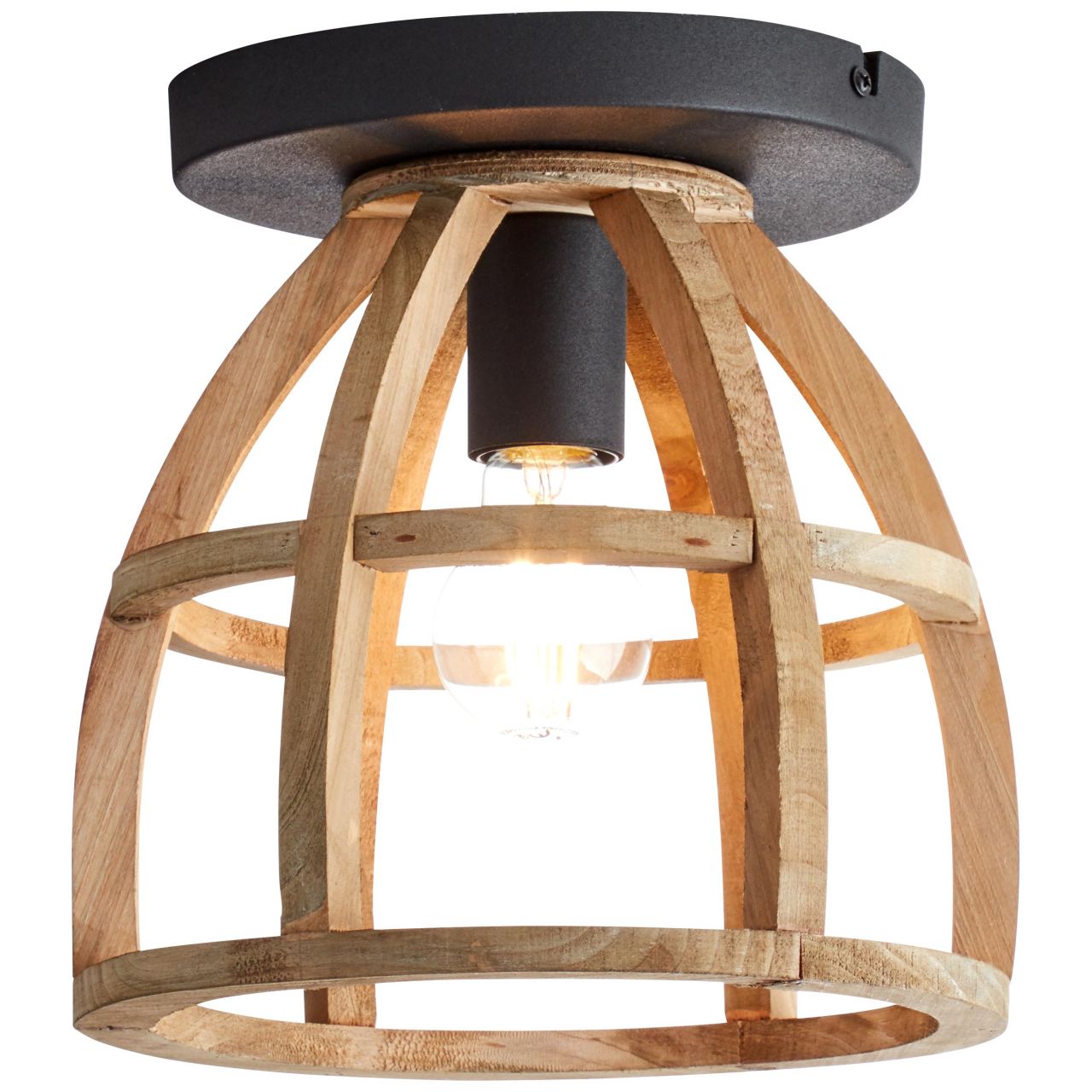 BRILLIANT Lampe Matrix Nature Deckenleuchte 1flg antik holz/schwarz korund | 1x A60, E27, 60W, g.f. Normallampen n. ent. | F&uuml;r LED-Leuchtmittel geeignet | Dimmbar bei Verwendung geeigneter Leuchtmitte - Bild 1