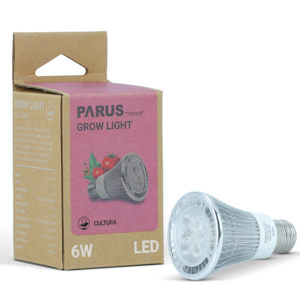 Parus by Venso LED Pflanzenlampe Vollspektrum Cultura LED Lampe E27 6W 60°, Wachstumslampe für Pflanzen wie Kräuter-, Ge
