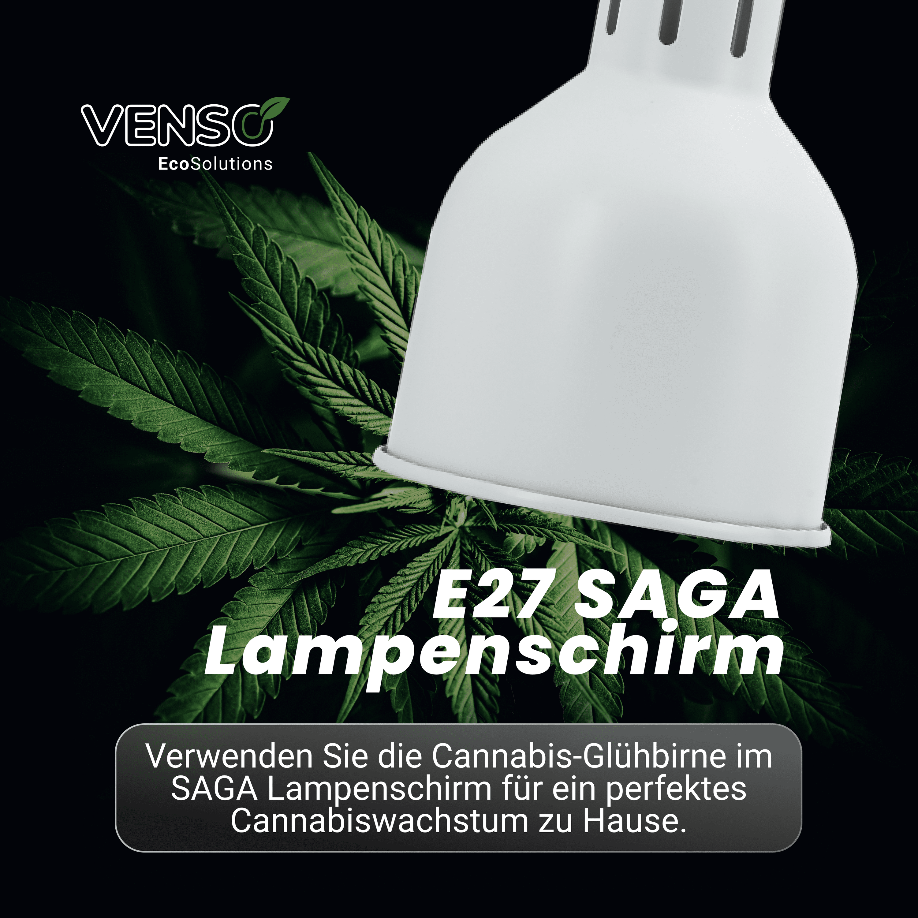 Venso EcoSolutions E27 SAGA Lampenschirm Wei&szlig;, LED pflanzenlampe E27 Pflanzenleuchte, LED Wachstumslampe f&uuml;r verbesserte Photosynthese und Chlorophyllbildung, Anzuchtlampe Gem&uuml;se, Pflanzenlicht - Bild 1