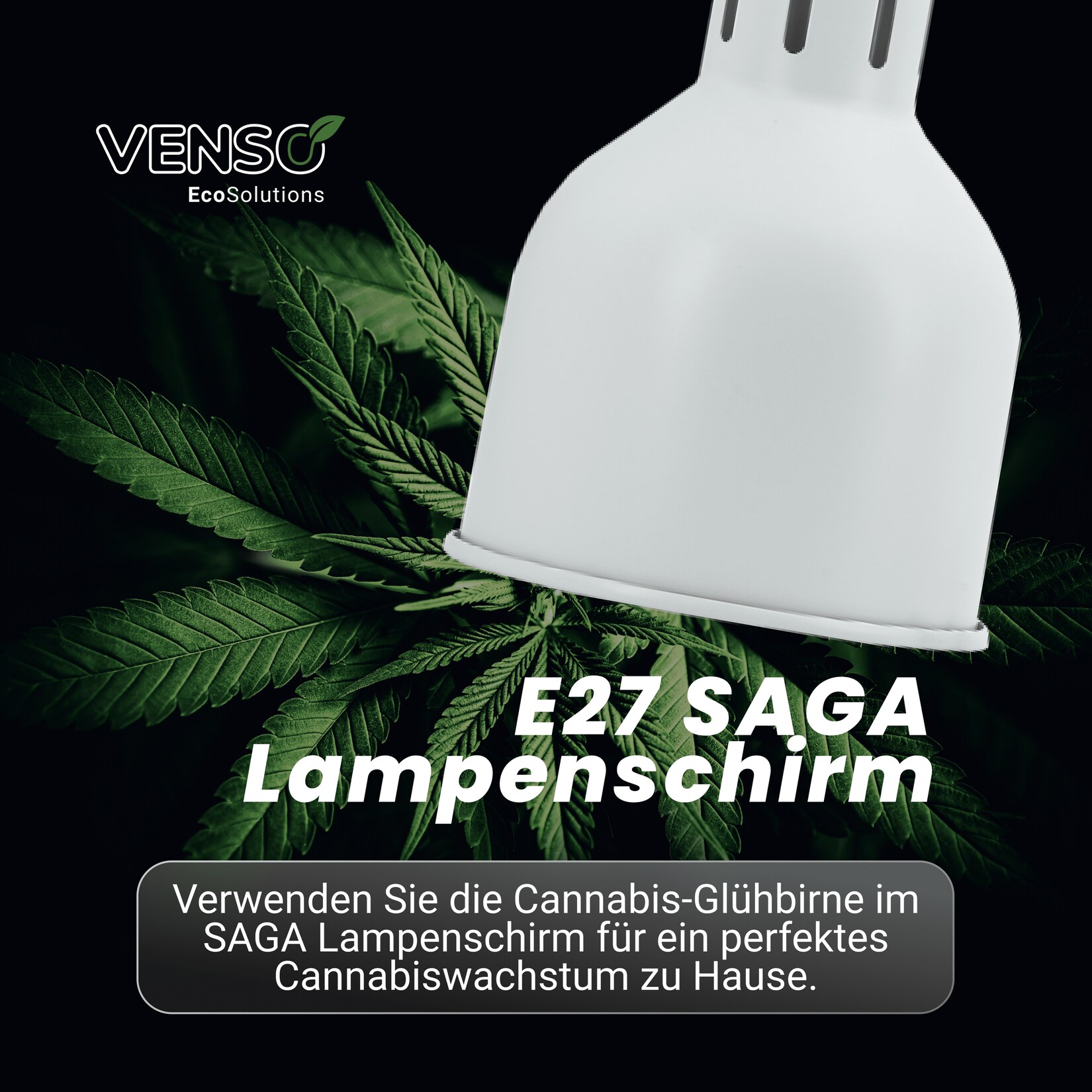 Venso EcoSolutions E27 SAGA Lampenschirm Weiß, LED pflanzenlampe E27 Pflanzenleuchte, LED Wachstumslampe für verbesserte Photosynthese und Chlorophyllbildung, Anzuchtlampe Gemüse, Pflanzenlicht | 07350067690373