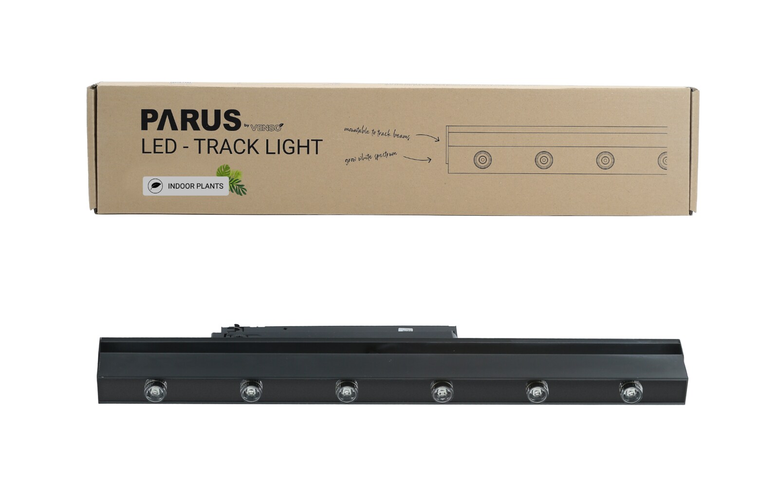 Parus by Venso LED Track Light Schwarz 60cm 60° , Stromschienenstrahler, Pflanzenlampe für Zimmerpflanzen LED Beleuchtung für Fassaden- und Wandbegrünung, Pflanzenlicht LED Vollspektrum Grow Light