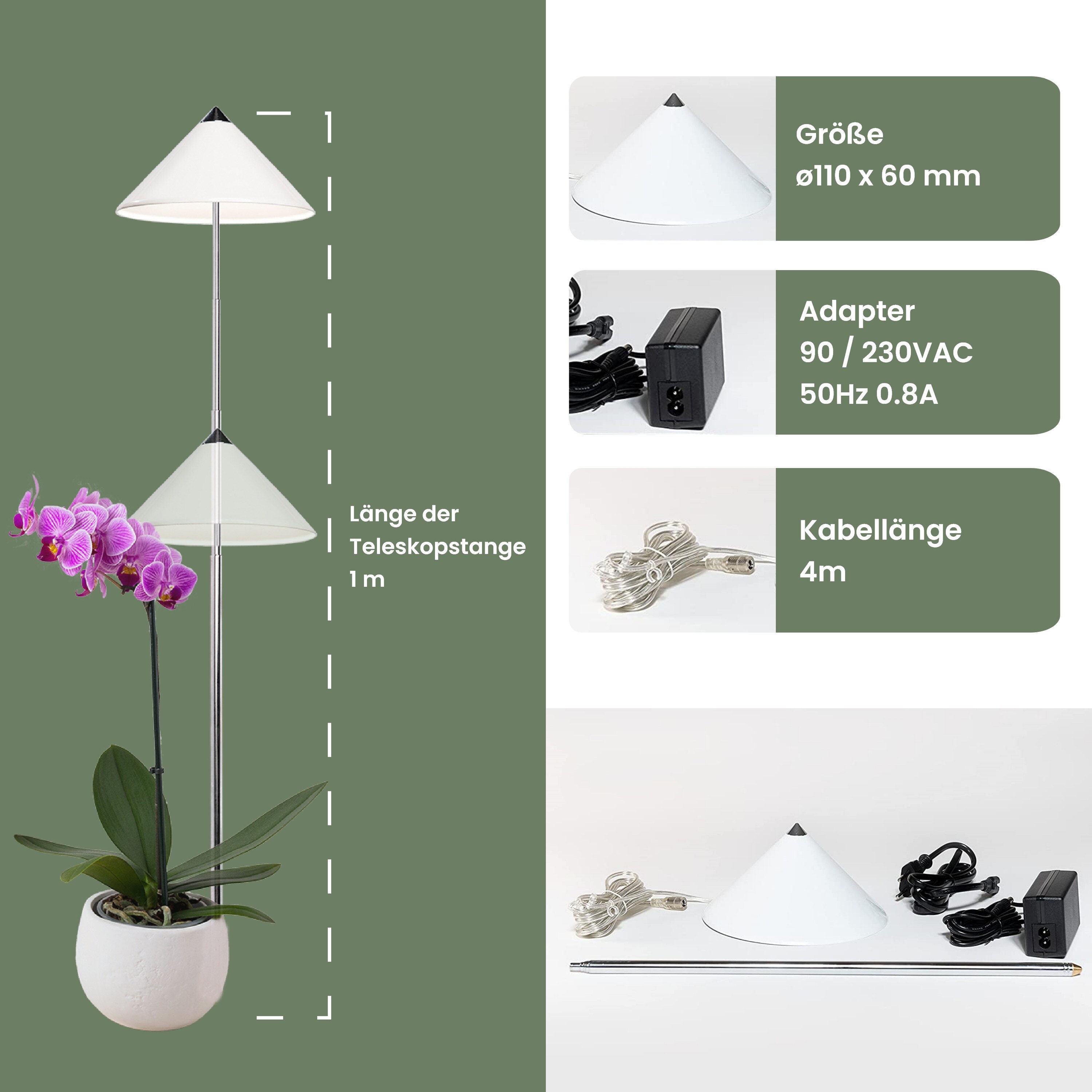 Parus by Venso SUNLiTE 7W LED Vollspektrum Pflanzenlampe Wei, Indoor  Plants Pflanzen Beleuchtung, mit ausziehbarem Teleskopstab, Parus  Pflanzenlampe fr kleine und mittelgroe Zimmerpflanzen online kaufen bei  Netto
