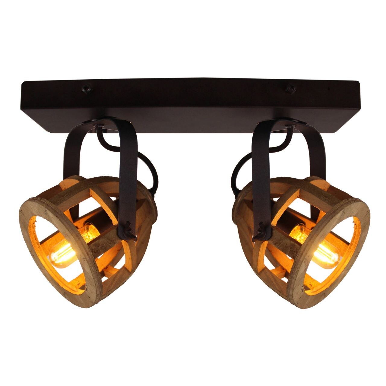 BRILLIANT Lampe Matrix Wood Spotbalken 2flg. schwarz/natur   2x D45, E14, 40W, geeignet für Tropfenlampen nicht enthalte
