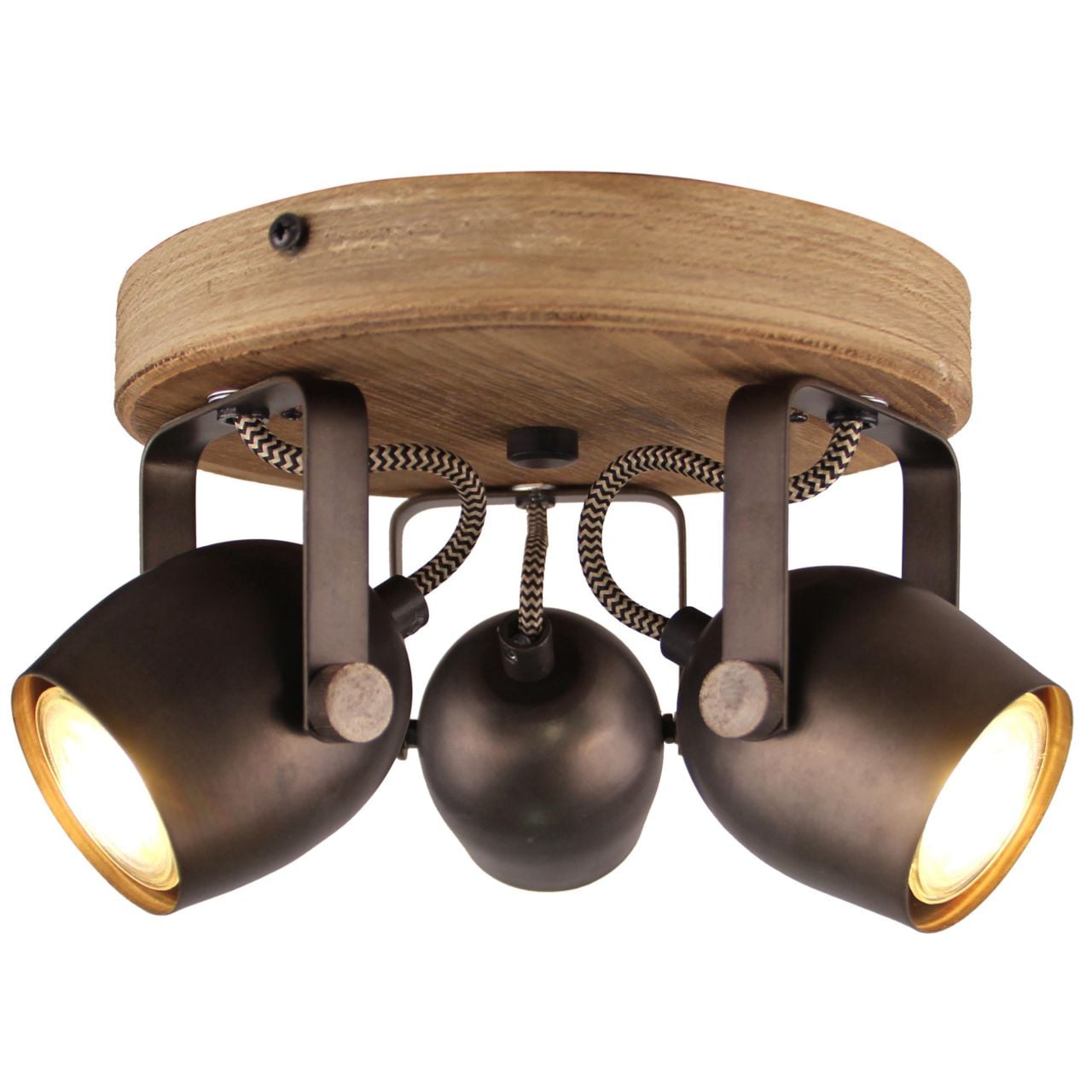 BRILLIANT Lampe Tool Spotrondell 3flg. schwarz stahl | 3x PAR51, GU10, 35W, geeignet f&uuml;r Reflektorlampen nicht enthalten | K&ouml;pfe schwenkbar | F&uuml;r LED-Leuchtmittel geeignet - Bild 1