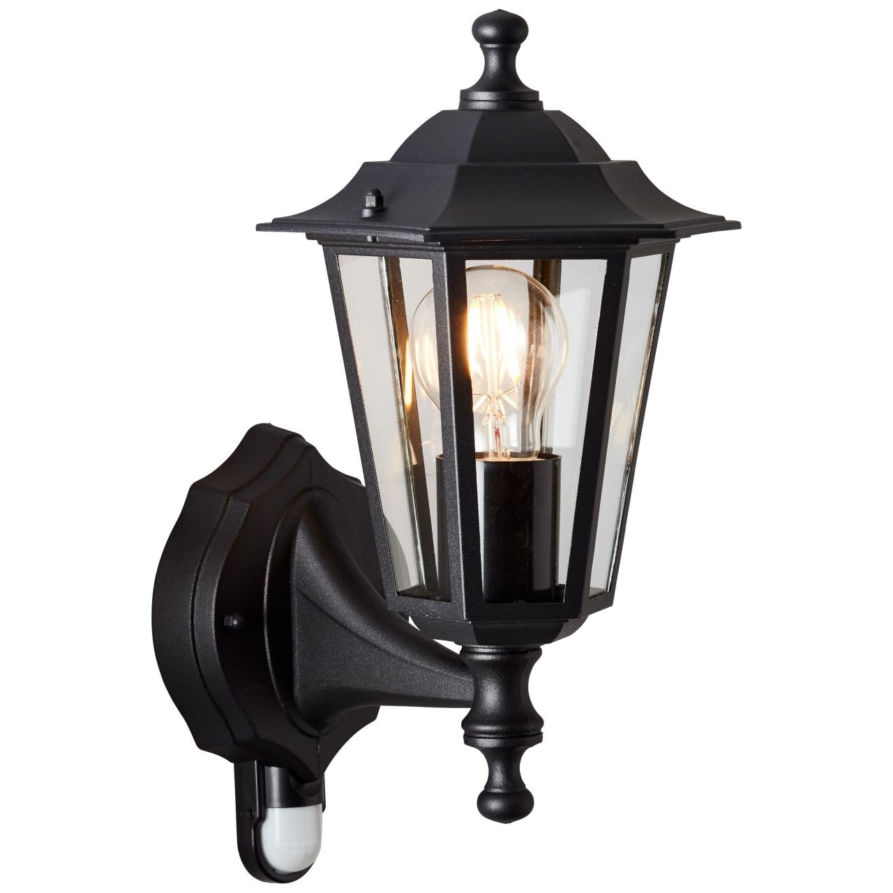 BRILLIANT Lampe, Carleen Außenwandleuchte Bewegungsmelder schwarz, 1x A60, E27, 60W, IP-Schutzart: 23 - regengeschützt