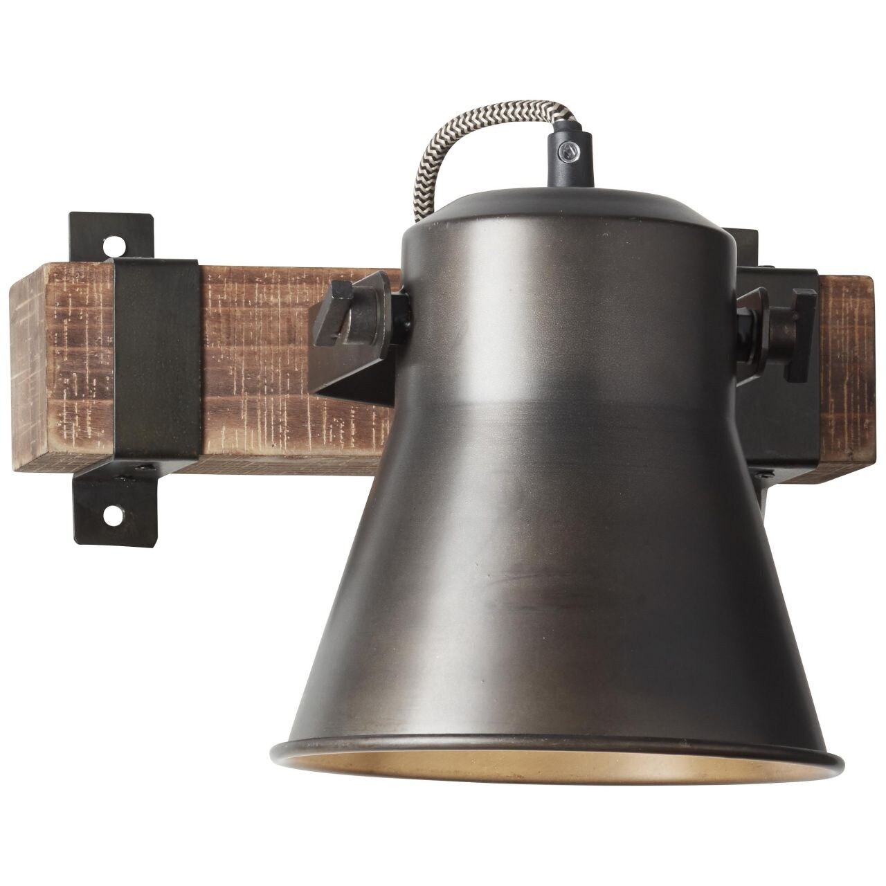 BRILLIANT Lampe, Decca Wandspot schwarz stahl, 1x A60, E27, 10W, Holz aus nachhaltiger Waldwirtschaft (FSC)