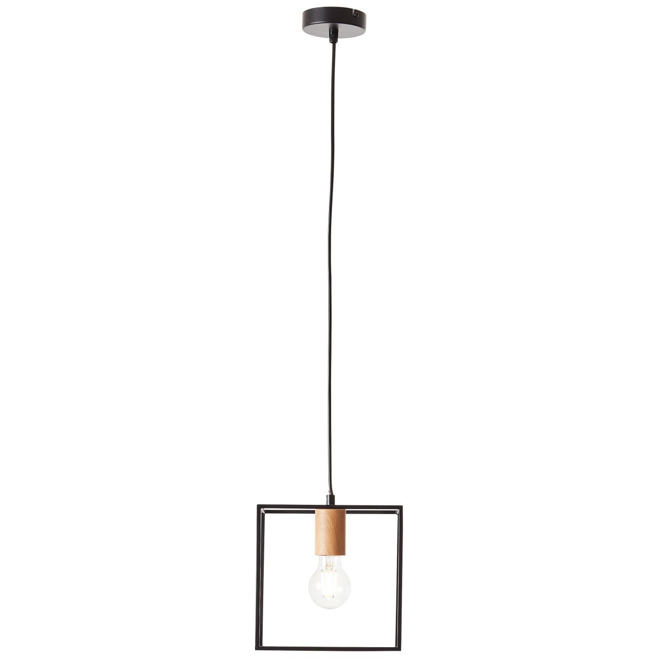 BRILLIANT Lampe, Arica Pendelleuchte 20x20cm schwarz/holzfarbend, 1x A60, E27, 60W, Kabel k&uuml;rzbar / in der H&ouml;he einstellbar - Bild 1