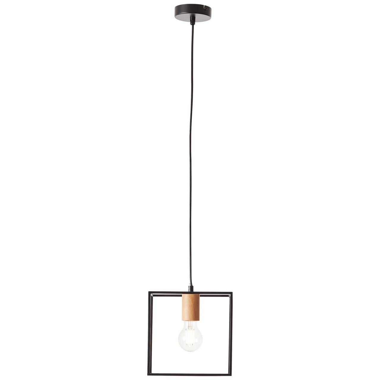 BRILLIANT Lampe, Arica Pendelleuchte 20x20cm schwarz/holzfarbend, 1x A60, E27, 60W, Kabel kürzbar / in der Höhe einstell
