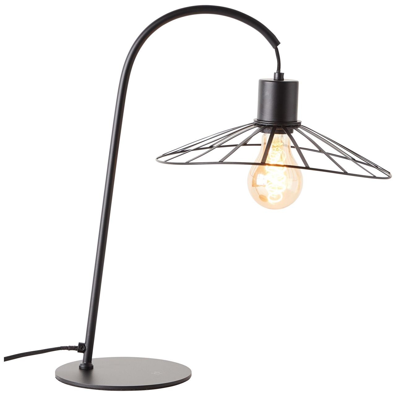BRILLIANT Lampe, Leika Tischleuchte schwarz matt, 1x A60, E27, 52W, Mit Schnurzwischenschalter | 04004353393150
