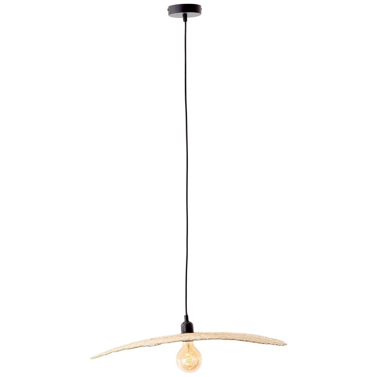 BRILLIANT Lampe, Jefter Pendelleuchte 1flg schwarz/natur, 1x A60, E27, 52W, Kabel k&uuml;rzbar / in der H&ouml;he einstellbar - Bild 1